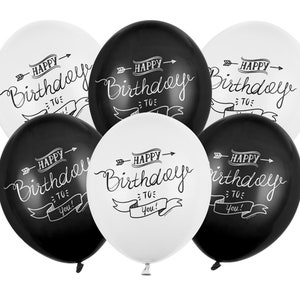 Heart Balloon Happy Birthday Black Etsy Finland