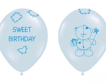 10 balloons Sweet Birthday blue 30 cm