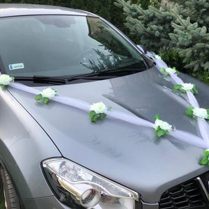 Autoschmuck Hochzeit Brautauto Fahrzeugschmuck Brautschmuck weiß -  Blumenspezi