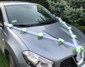 Décoration de voiture guirlande de voiture blanche 1,7 m avec ventouses