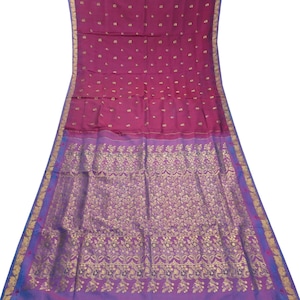 Sari vintage viola 100% pura seta Kanjivaram Korvai Zari tessuto artigianale da matrimonio Sari 5YD