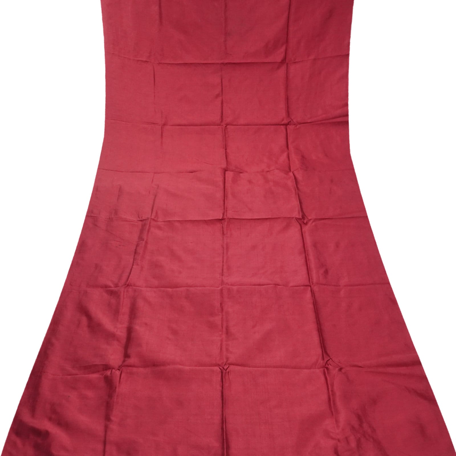 Vintage Burgundy 100% Pure Silk Handloom Plain Sari Remnant 5YD Craft Fabric Silk Scrap