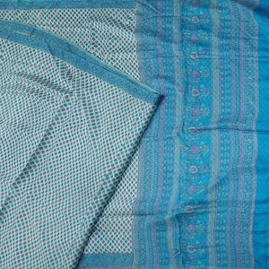 Vintage Blue Sarees 100% Pure Silk Printed Indian Sari 5YD Craft Fabric