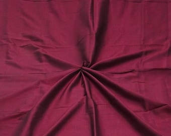 Vintage Burgundy 100% Pure Silk Handloom Sari Remnant 4YD Craft Fabric Silk Scrap