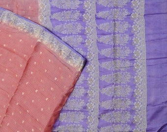 Vintage roze sari's 100% pure zijde geweven Indiase Sari 6YD ambachtelijke stof