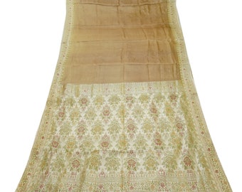 Vintage bruine sari's 100% pure zijde geweven Indiase Sari 5 Yard Craft Decor stof