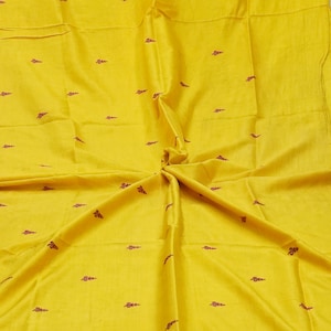 Golden Yellow Paisley Silk Jacquard Fabric - Hand Dyed Luxury Material For Sewing