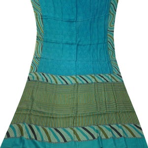 Vintage Blue Sarees 100% Pure Silk Printed Indian Sari 5YD Soft Craft Fabric