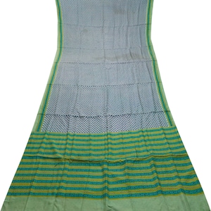 Vintage Blue Sarees 100% Pure Silk Printed Indian Sari 6YD Soft Craft Fabric