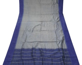 Vintage grijze sari's 100% pure zijde handgeweven Zuid-Indiase Sari 5YD ambachtelijke stof