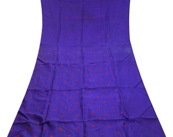 Vintage Blue 100% Pure Silk Handwoven Sari Remnant 5YD Craft Fabric Silk Scrap