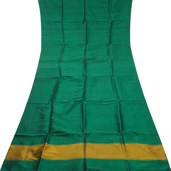 Chute De Sari En Soie Crêpe Pure 100% – Vert – Tissu Artisanal Indien – 176 X 39 Pouces