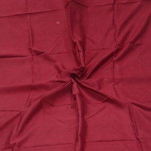 Vintage Maroon 100% Pure Silk Handloom Plain Sari Remnant 4 Yard Craft Fabric Silk Scrap