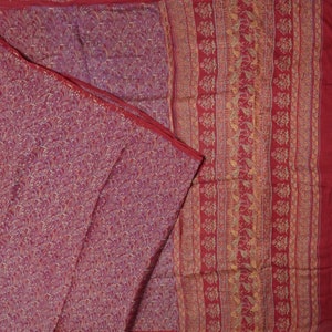 Saris rouges vintage 100 % pure soie imprimé sari indien 5 YD tissu artisanal