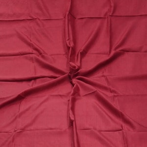 Vintage Burgundy 100% Pure Silk Handloom Plain Sari Remnant 4YD Craft Fabric Silk Scrap