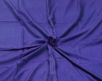 Vintage 4YD Blue 100% Pure Silk Handloom Plain Sari Remnant Craft Fabric Silk Scrap
