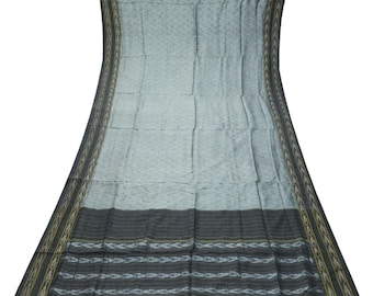 Vintage Gray Sarees 100% Pure Silk Handwoven Patola Ikat Sari 5YD Craft