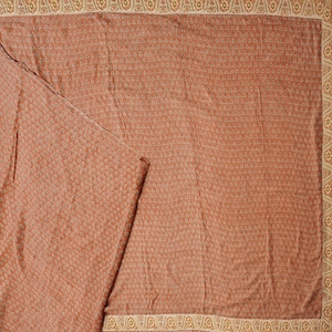 Vintage Orange Sarees 100% Pure Crepe Silk Printed Sari 5YD Soft Craft Fabric