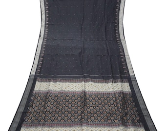Vintage Gray Sarees 100% Pure Silk Handwoven Patola Ikat Sari 5YD Craft
