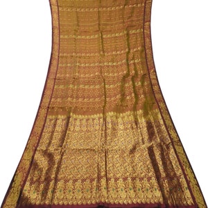 Saris vintage rouge brique bicolore 100 % pure soie Zari brocart tissé sari 5 yards