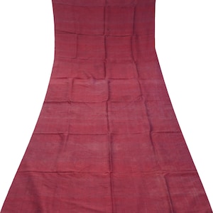Vintage Red 100% Pure Silk Handloom Sari Remnant 4YD Craft Fabric Silk Scrap