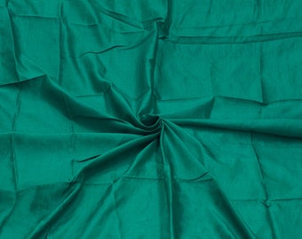 Vintage Teal Green 100% Pure Silk Handloom Sari Remnant 4YD Craft Fabric Silk Scrap