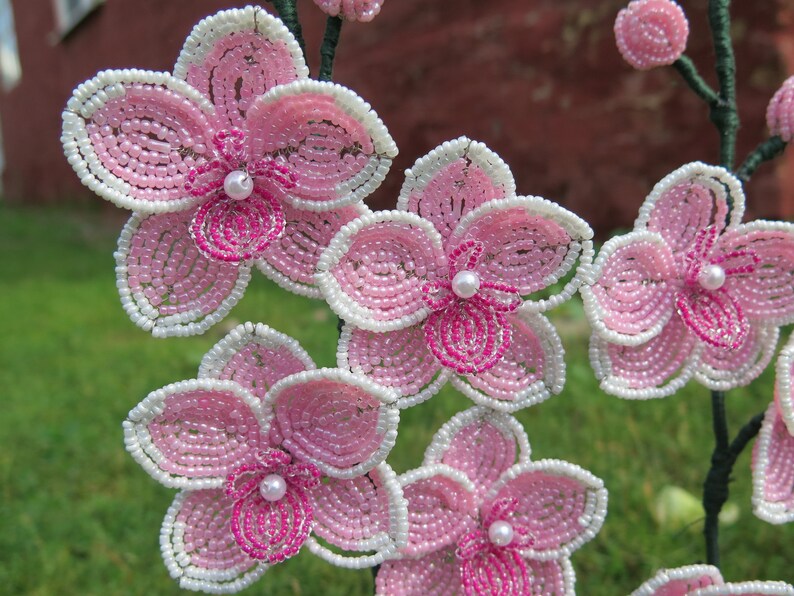 Beaded Flowers Orchid Made of Beads Etsy