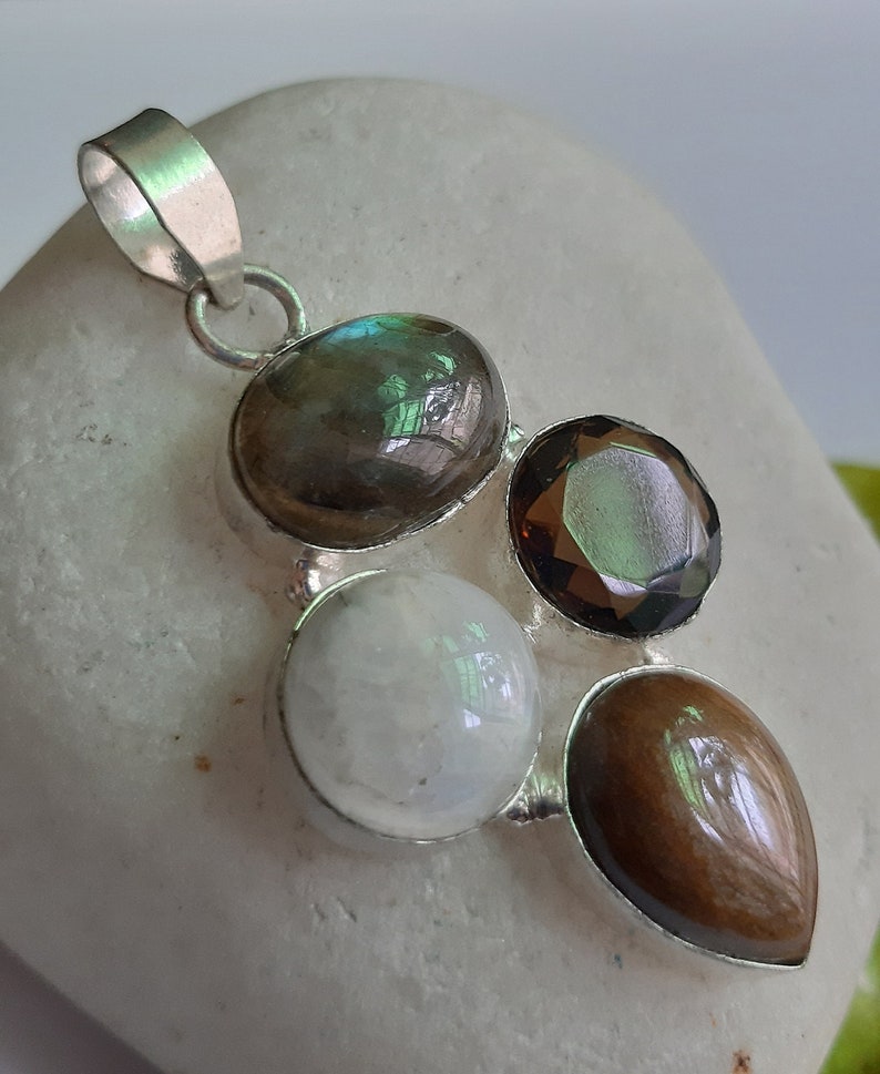 925 Sterling Silver Pendant Sterling Silver Pendant Labradorite /& Mix Gemstone 925 Sterling Silver Plated Pendant,Multi Stones Pendant