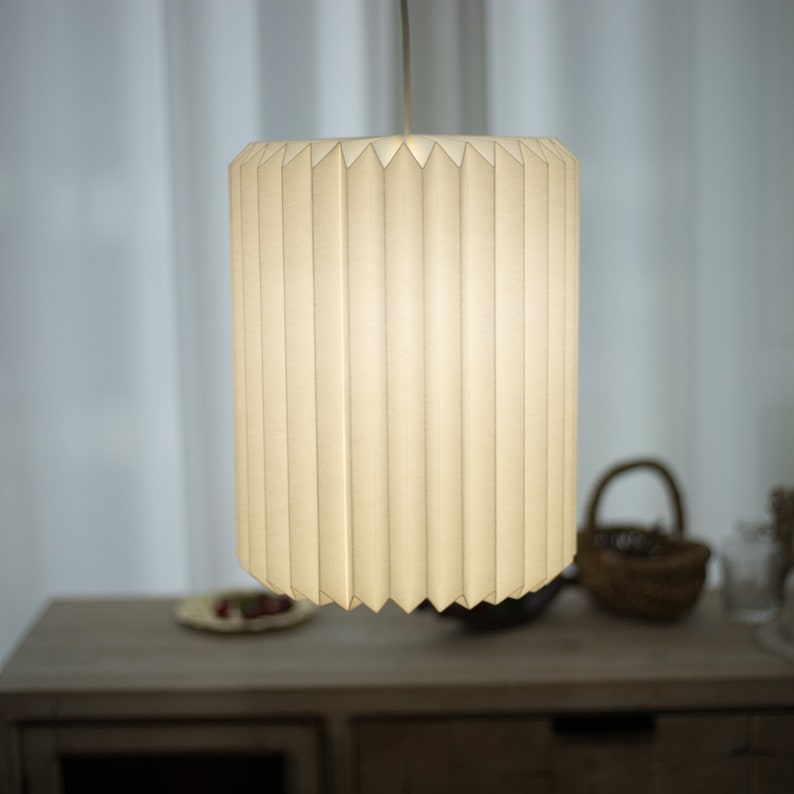 Cylindrical Paper Origami Lampshade White Hanging Lamp Paper Etsy
