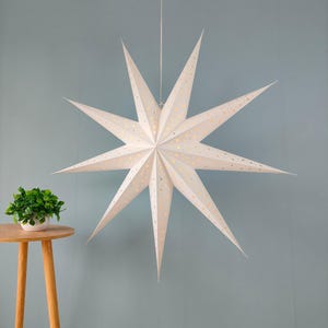 Stella luminosa bianca a 9 punte – Elegante decorazione sospesa in 3 misure