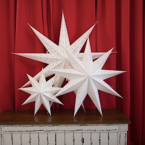 9-Pointed Paper Star Lanterns,White Hanging Star Lampshade, Party &Wedding Decor Lanterns