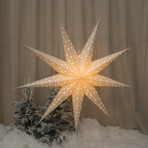 Lanterne di carta a forma di stella più grandi, luci a forma di stella appese in oro e argento, decorazioni per matrimoni, cavo di alimentazione non incluso