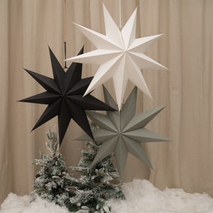 9-Pointed  Paper Star Lanterns, 24inch Hanging Star Lampshade, Star lights, Christmas & Wedding Decor,Power Cord Not Included