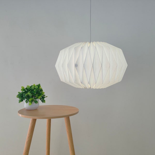 Lustre Origami 11*19 pouces, lampes suspendues en papier blanc, grand abat-jour Origami