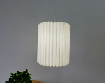 Cylindrical Paper Origami Lampshade, White Hanging Lamp, Paper Pendent Lights , Handmade Paper Lanterns , Home & Festival Decor