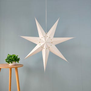 Lanterna a stella di carta bianca da 35" con ritaglio a 7 punte - Grande luce a stella sospesa
