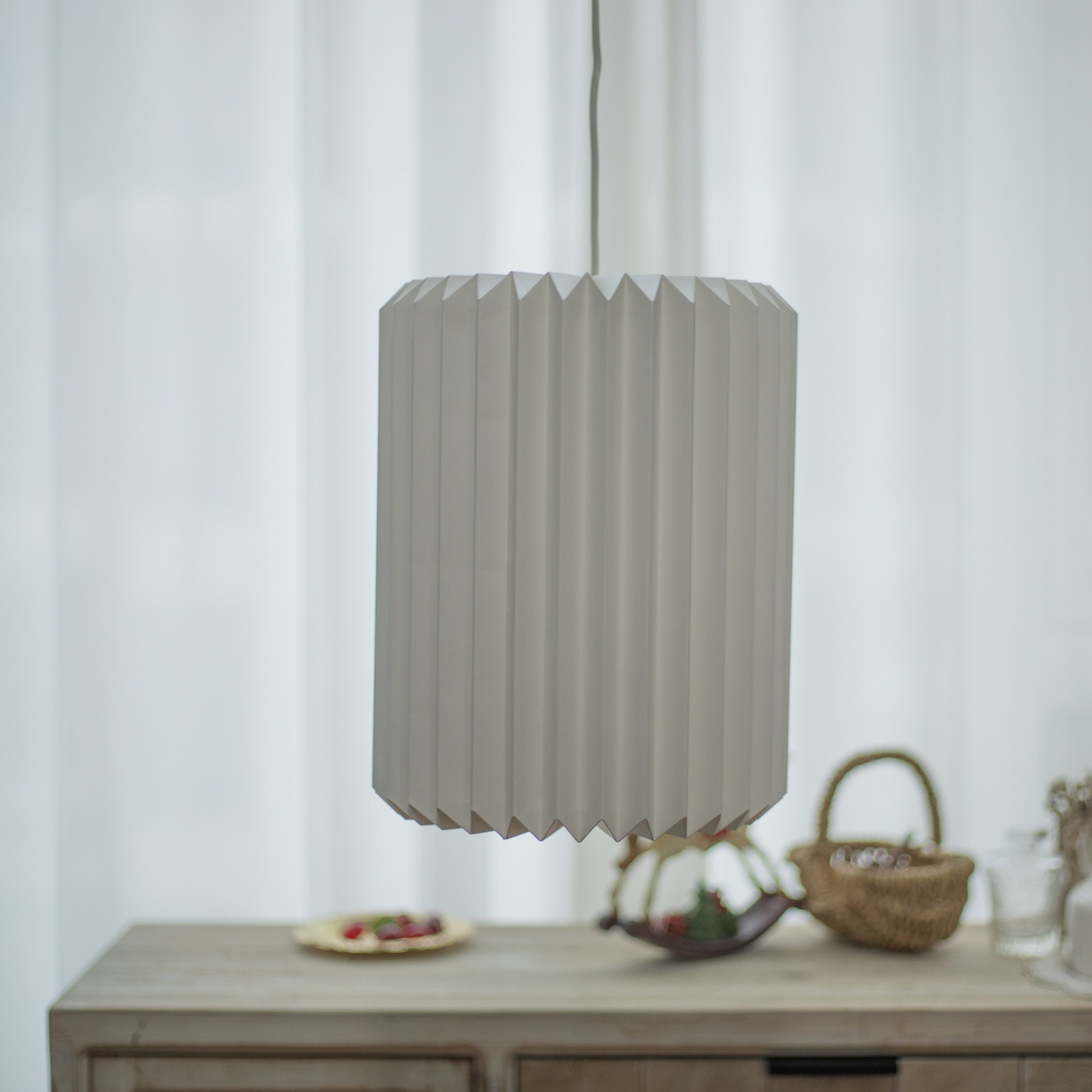 Cylindrical Paper lampshade White Hanging Lamp Paper Pendent Etsy