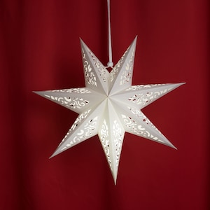 Lanterne di carta a forma di stella con griglia per finestre bianche, luci a stella sospese da 17 pollici, decorazioni per festival e casa, cavo di alimentazione non incluso