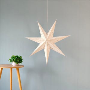 Lanterna a stella in carta ritagliata bianca da 29" - Elegante lampada a sospensione per decorazioni natalizie e per la casa