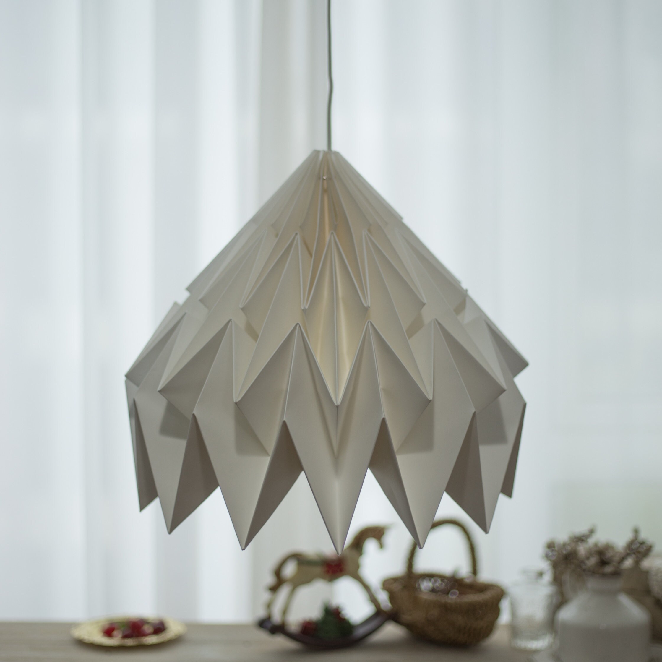 Origami Lanterns Handmade Paper Lampshade White Pendent Etsy
