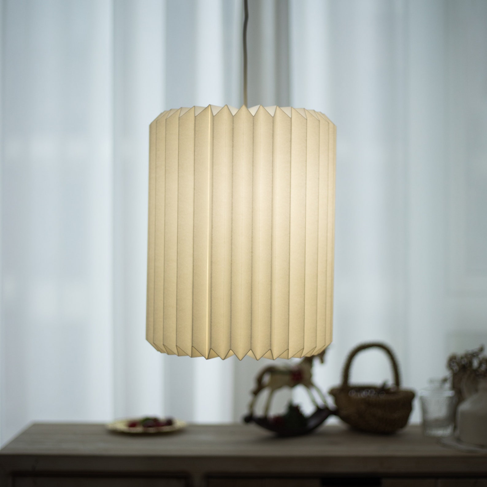 Cylindrical Paper Origami Lampshade White Hanging Lamp Paper Etsy