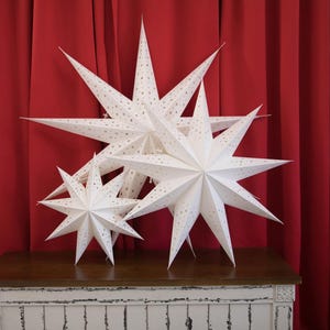 Witte 9-punts sterlamp, elegante hangende decoratie in 3 maten, LamQvrid-ster