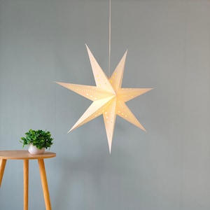 29" White Cutout Paper Star Lantern – Elegant Hanging Light for Holiday & Home Decor,LamQvrid