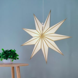 Golden Edge Paper Star Lanterns, 9-pointed Hanging Star Lampshade , 23" Star Pendant Light