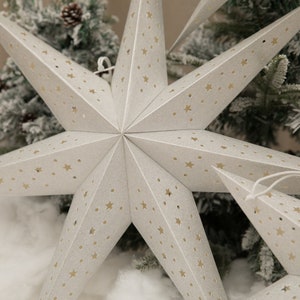 Larger Paper Star Lanterns , Gold& Silver Hanging Star Lights , Wedding Decor ,Power Cord Not Included image 8