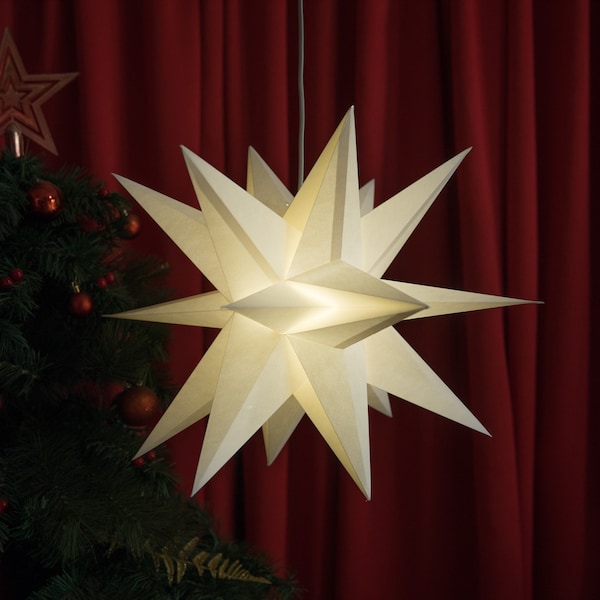 Polygonal Paper Star Lanterns, White Hanging Star Lamp ,Festival & Party Decor