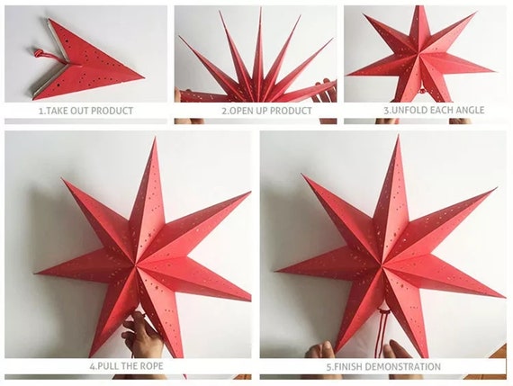 White Window Grille Paper Star Lanterns 17inch Hanging Star