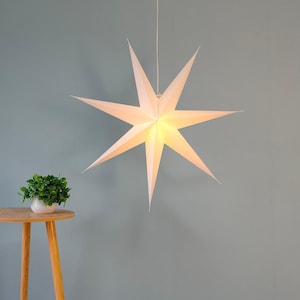 29" White 7-Point Paper Star Lantern LamQvrid, Minimalist Elegance for Any Space