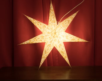 Flocked Paper Star Lanterns ,17inch&29inch Hanging Star Lamps Ceiling Velvet for Chrismas Wedding Decoration