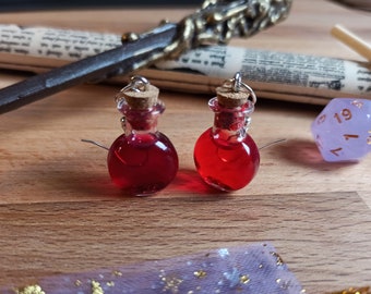 Wiccan Jewellery Vial Earrings Potion ingredients Halloween Glass Bottle Pagan Magic Herbs MAGIC POTION EARRINGS \u2013 Witch Earrings